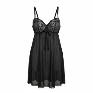 Torrid Lace Mesh Babydoll Chemise Size 4 Sheer Embroidered Underwire Black Women